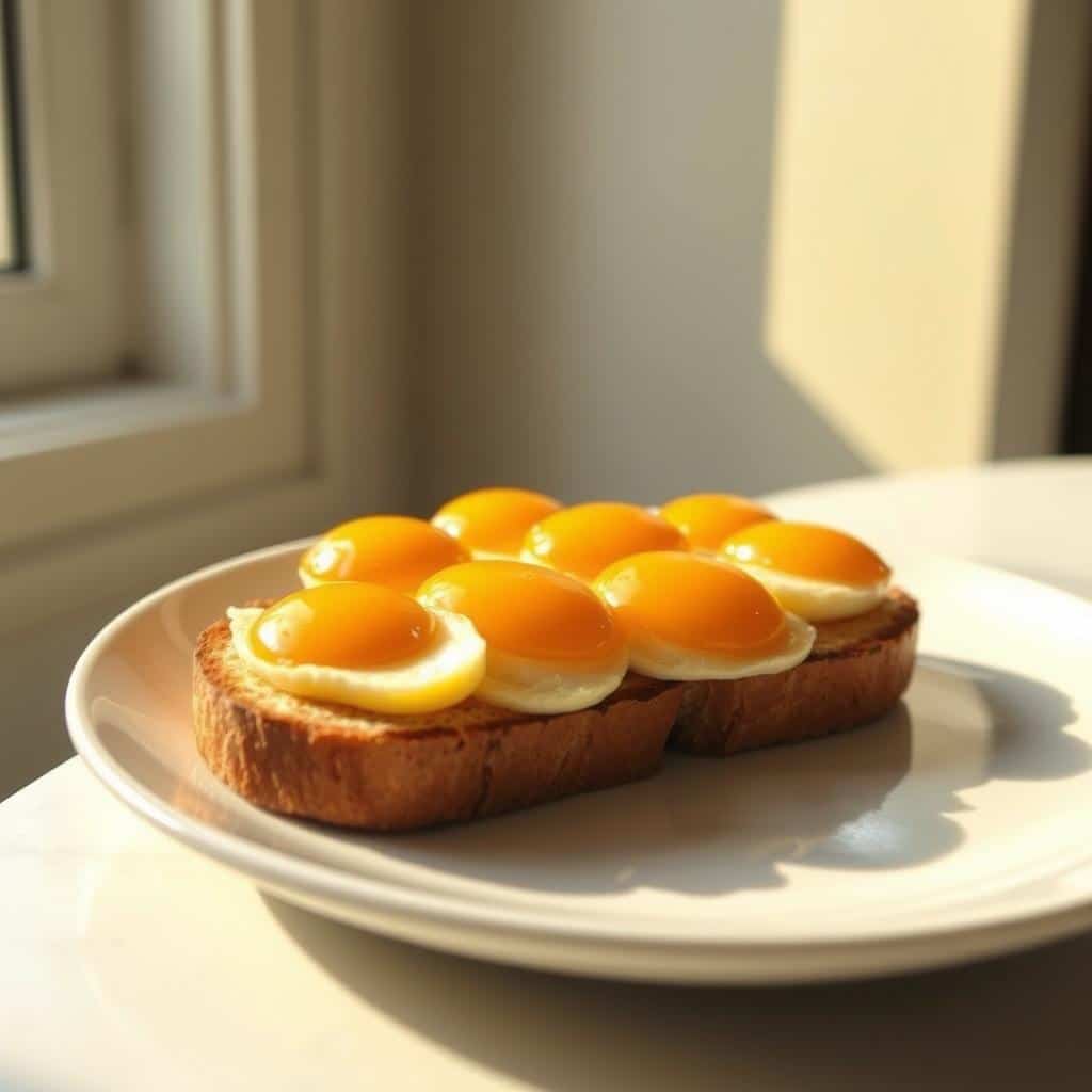 Gourmet Breakfast Toast with Cured Egg Yolks Gourmet Breakfast Toast with Cured Egg Yolks