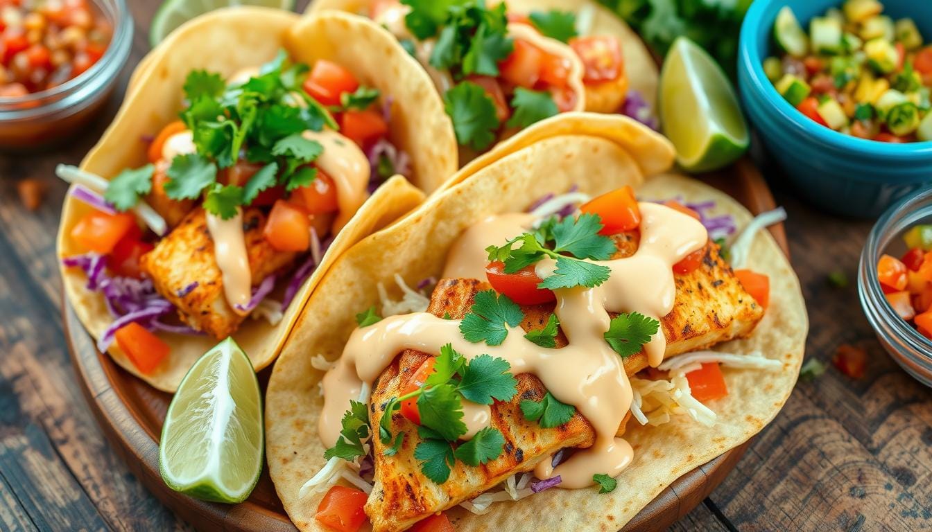 Flavorful Grilled Fish Tacos with Chipotle Lime Dressing