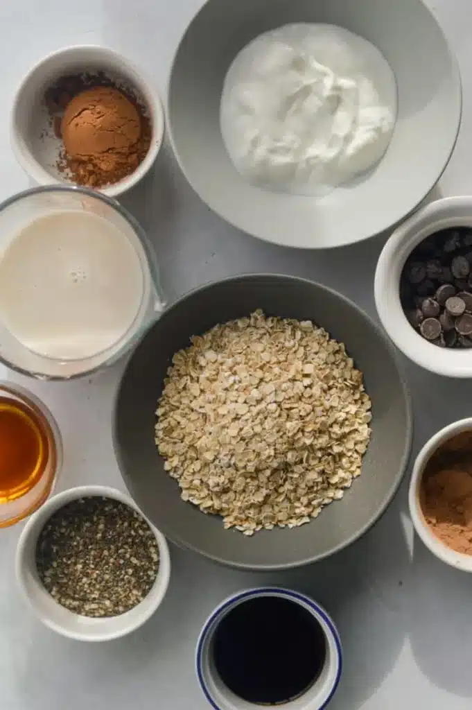 Brownie Batter Overnight Oats 2 Brownie Batter Overnight Oats in a Jar -INGREDIENTS